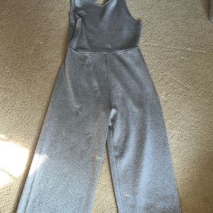 Wide leg silver jumpsuit knit